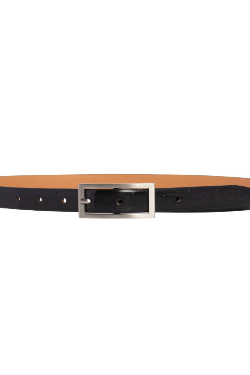 allie croc belt - black