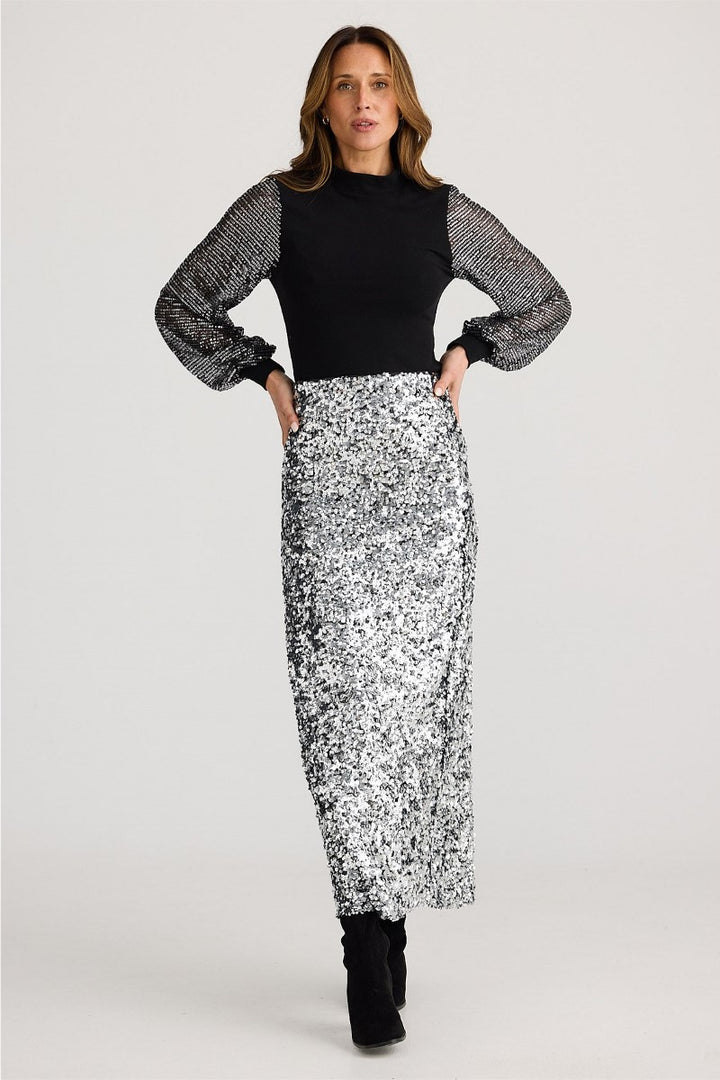 Paris Skirt | Silver Sequin