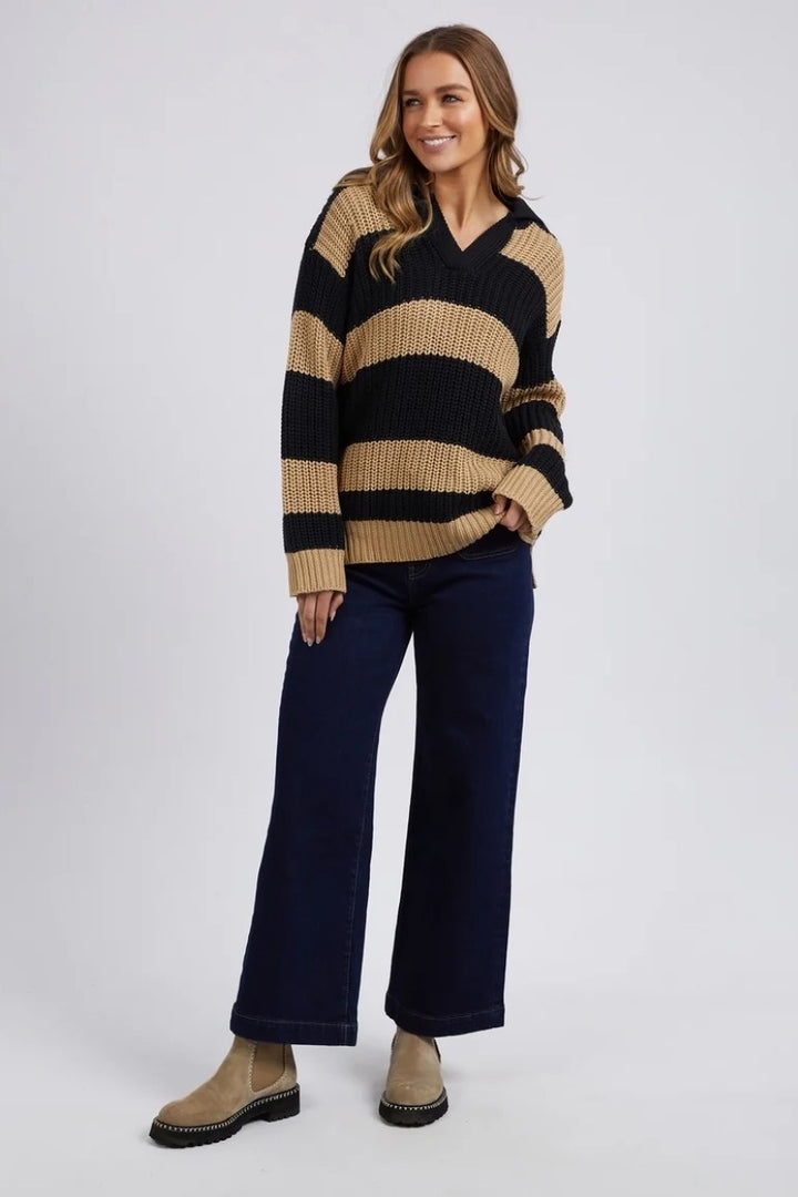 Foxwood Estella Stripe Knit | Black/Tan