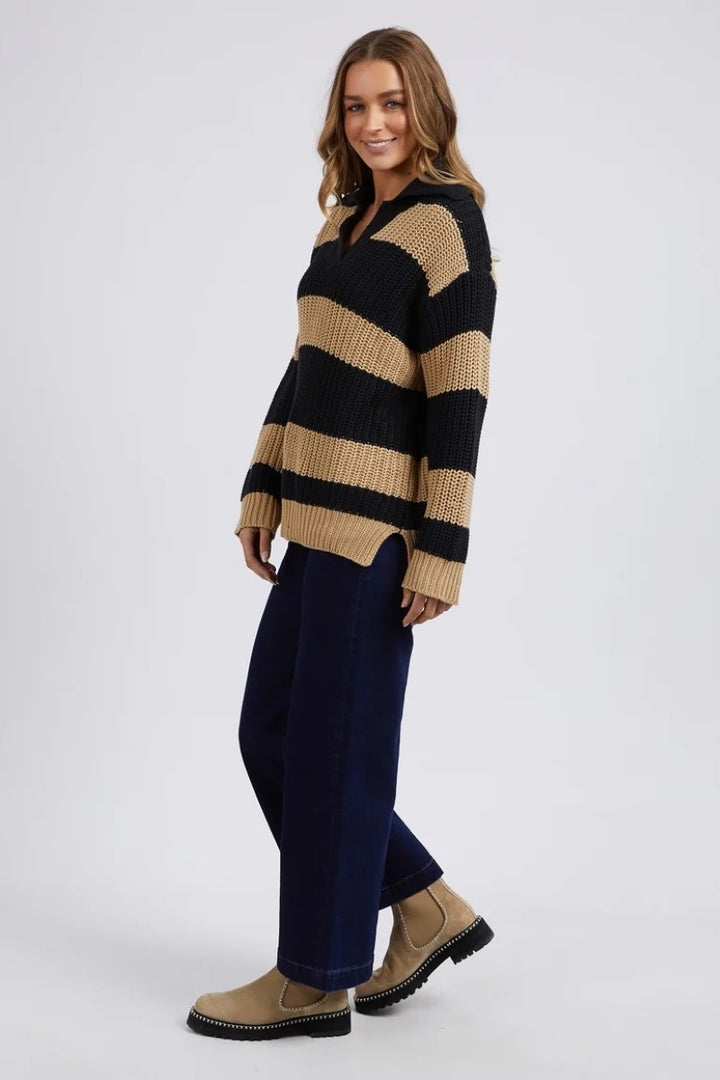 Foxwood Estella Stripe Knit | Black/Tan