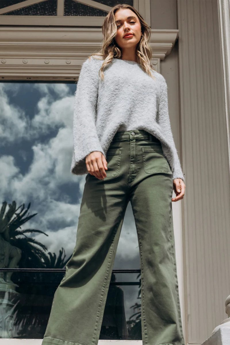 Sarah Wide Leg Jean | Green