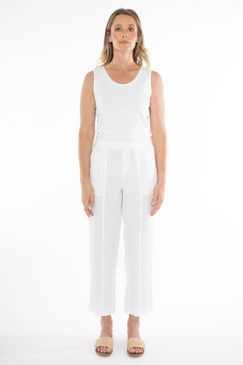 Jump 7/8 Linen Pant | White