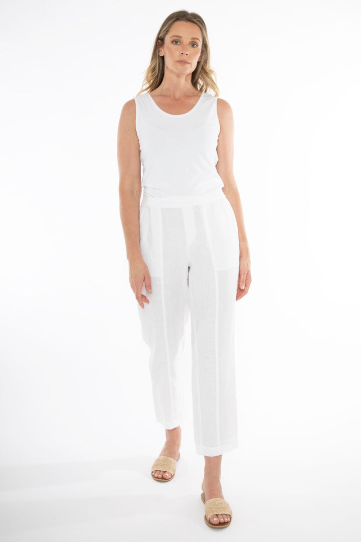 Jump 7/8 Linen Pant | White