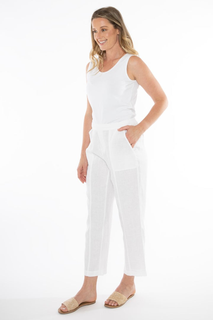 Jump 7/8 Linen Pant | White