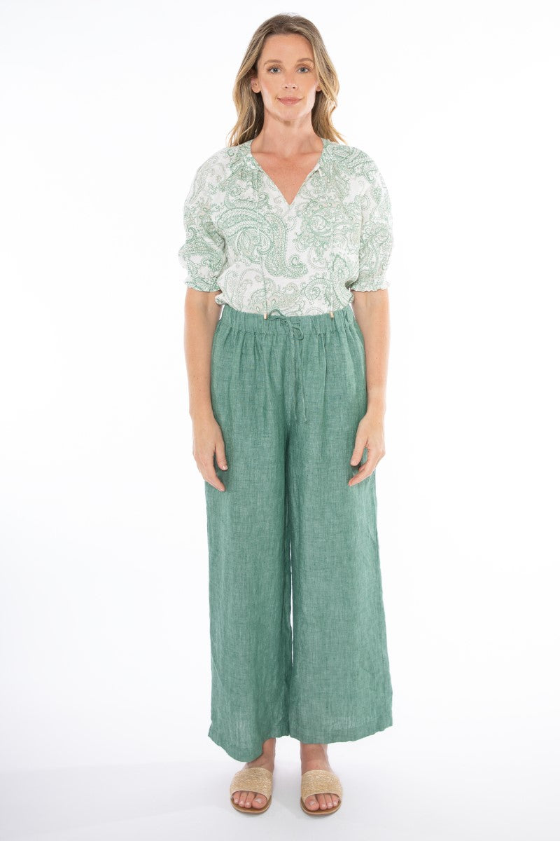 Jump Wide Leg Linen Pant | Honeydew