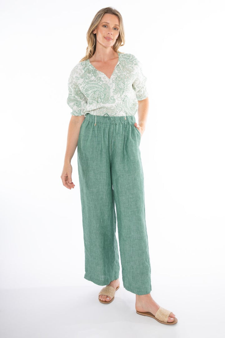 Jump Wide Leg Linen Pant | Honeydew