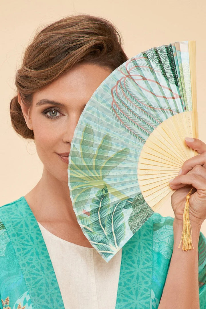 Powder Satin Hand Fan