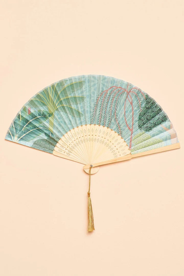 Powder Satin Hand Fan