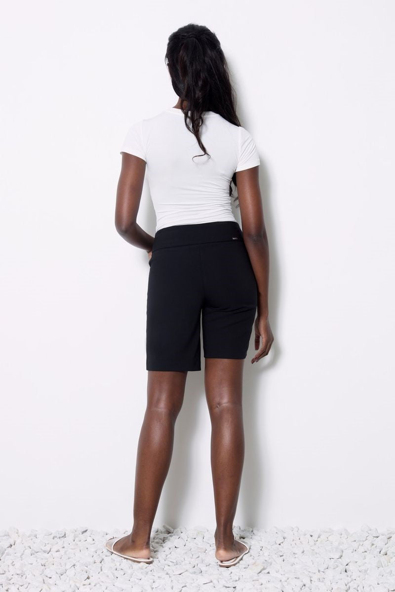 Back view of the Amalfi Short in black from Ivy Vibe Boutique, showcasing the flattering fit and versatile summer style