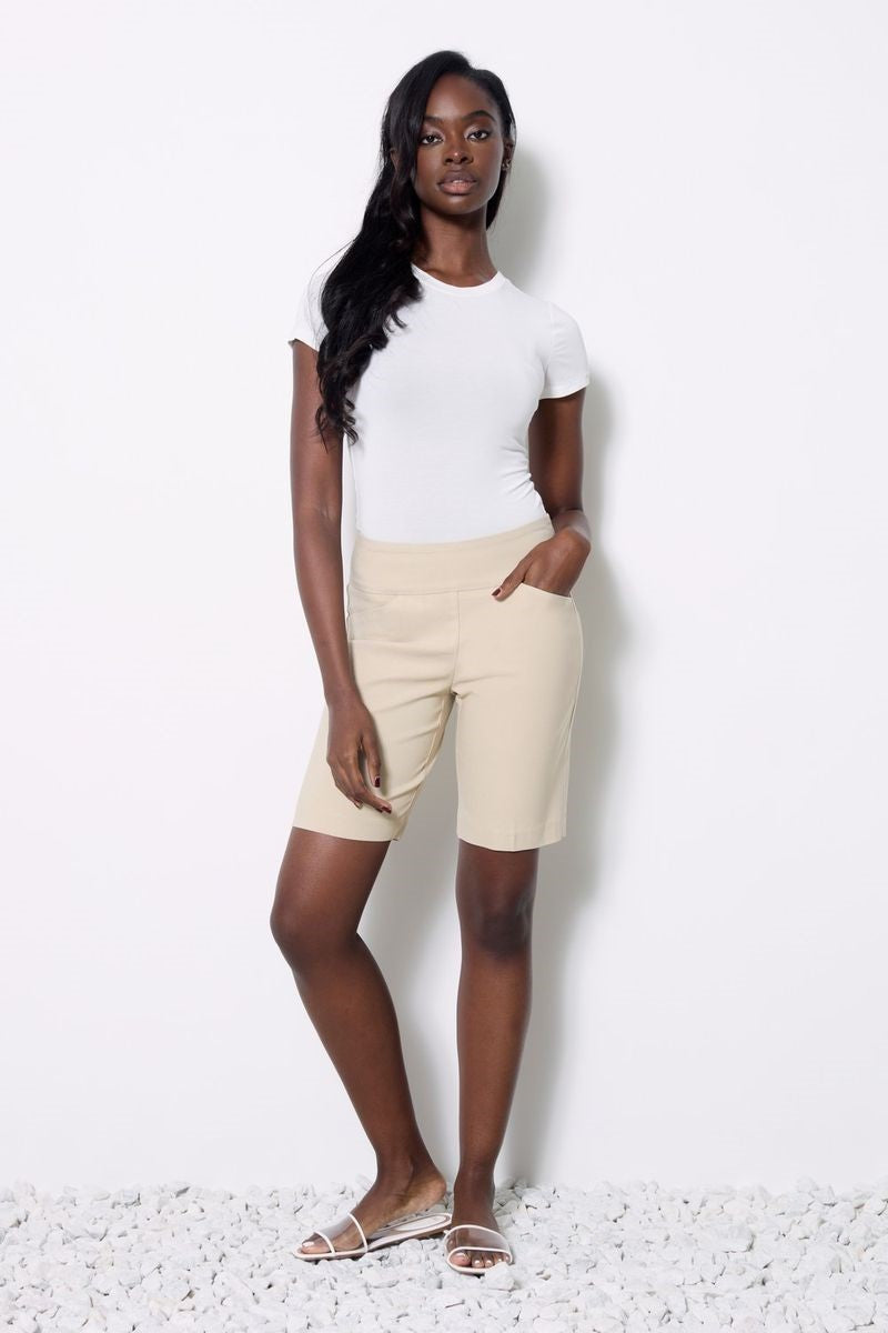 Front view of the Amalfi Short in fawn from Ivy Vibe Boutique, featuring a chic fit and versatile summer style.