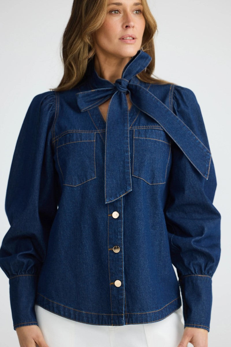 Nicola Denim Blouse | Dark Denim