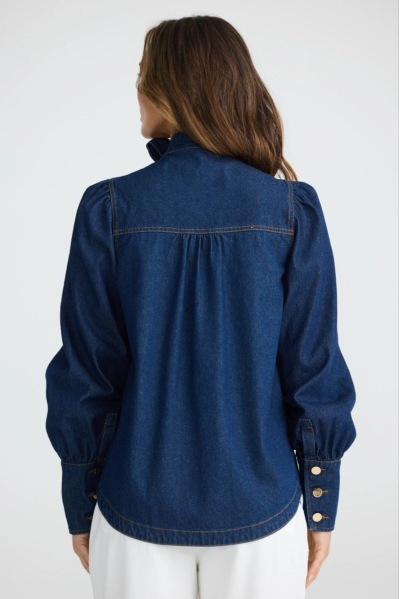 Nicola Denim Blouse | Dark Denim