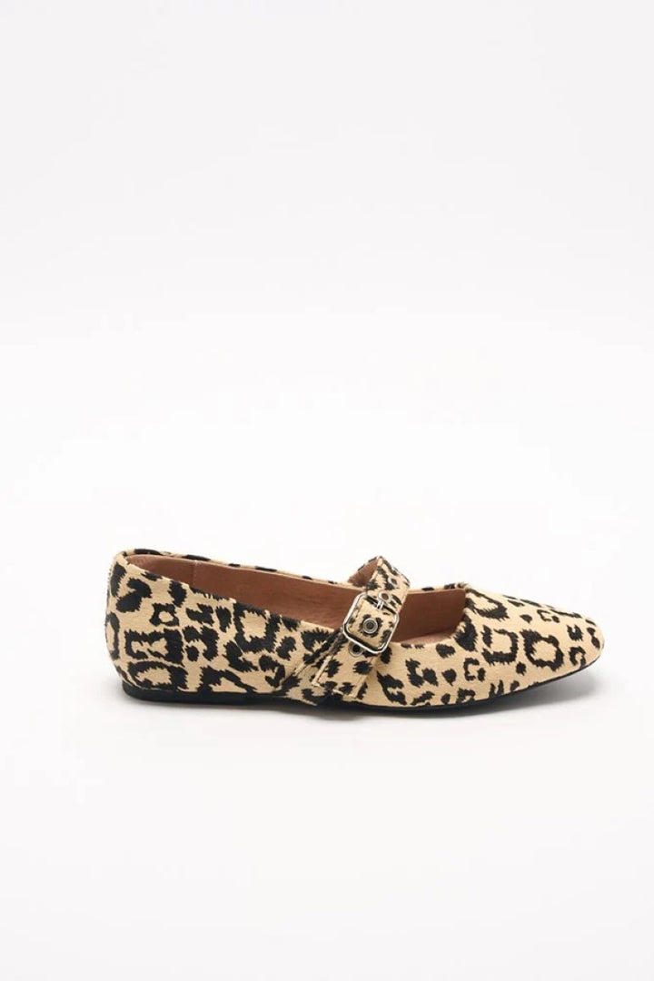 Bianca Leather Ballet | Beige Leopard