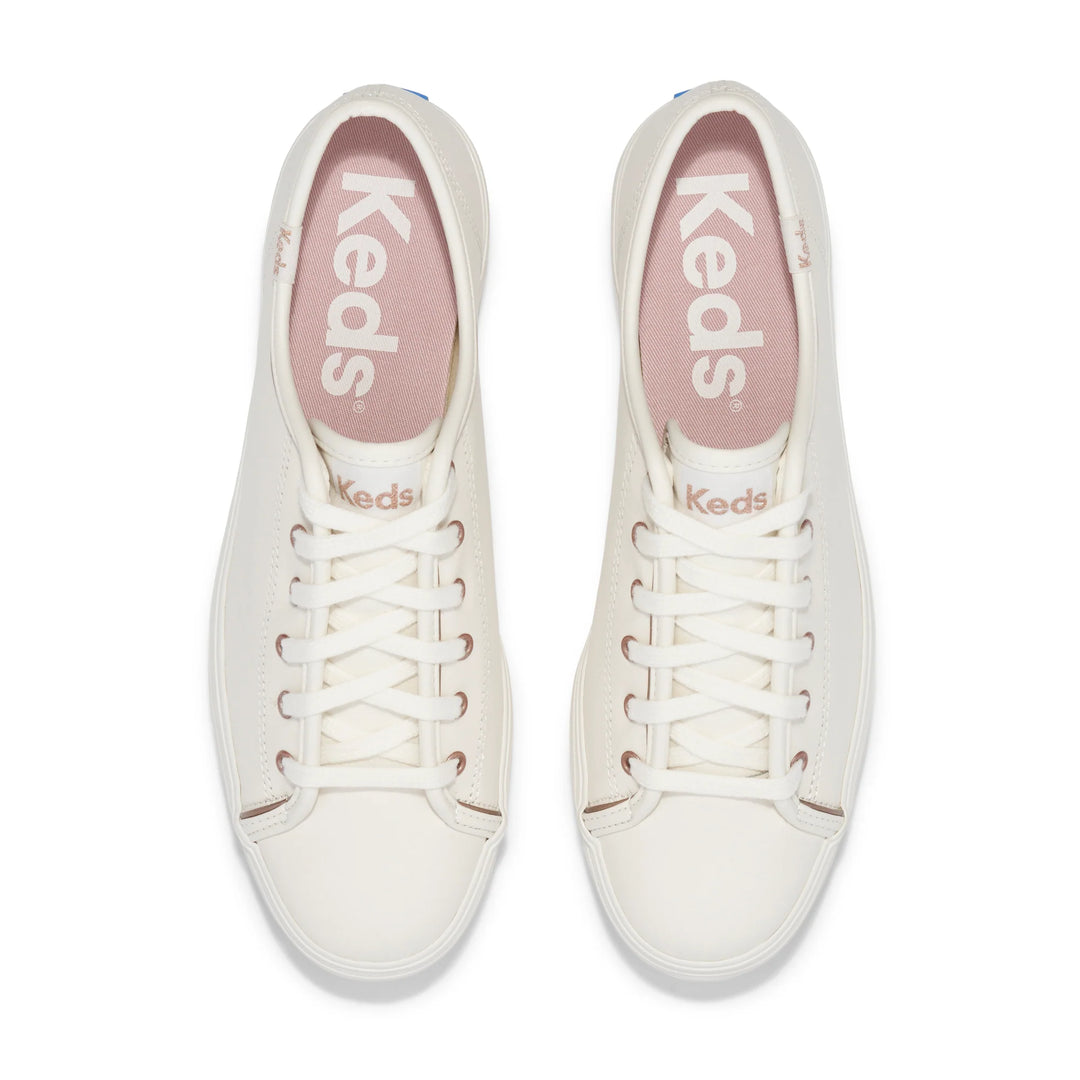 Keds Triple Kick Leather Shoes | White/Rose Gold