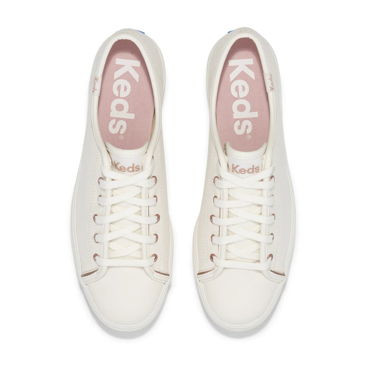 Keds Triple Kick Leather Shoes | White/Rose Gold