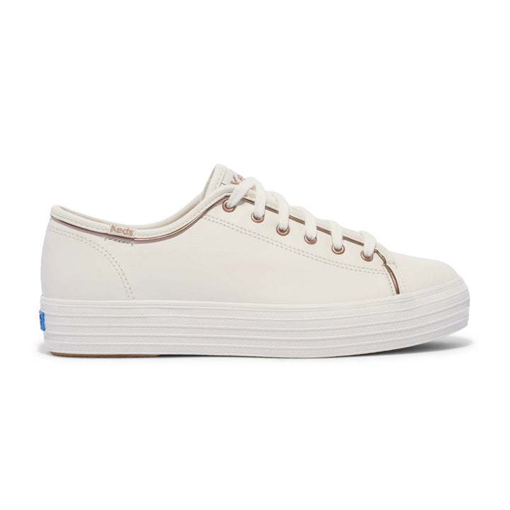 Keds Triple Kick Leather Shoes | White/Rose Gold