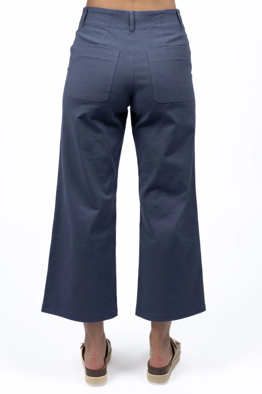 Navy blue pants on a white background