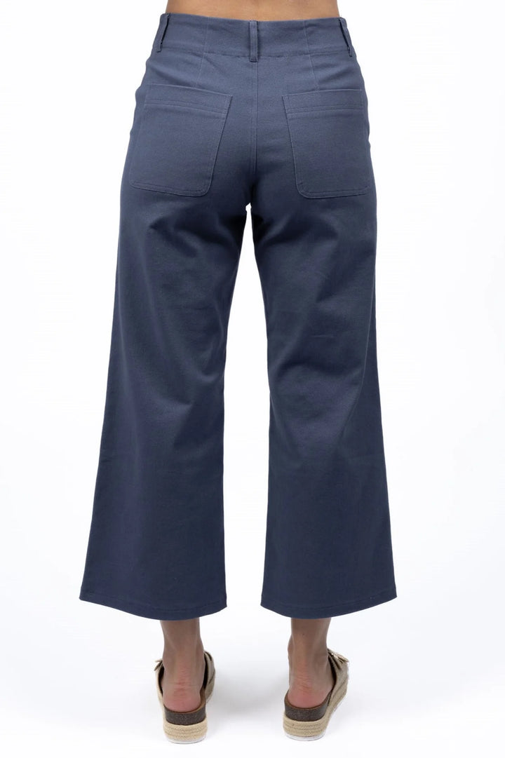 Navy blue pants on a white background