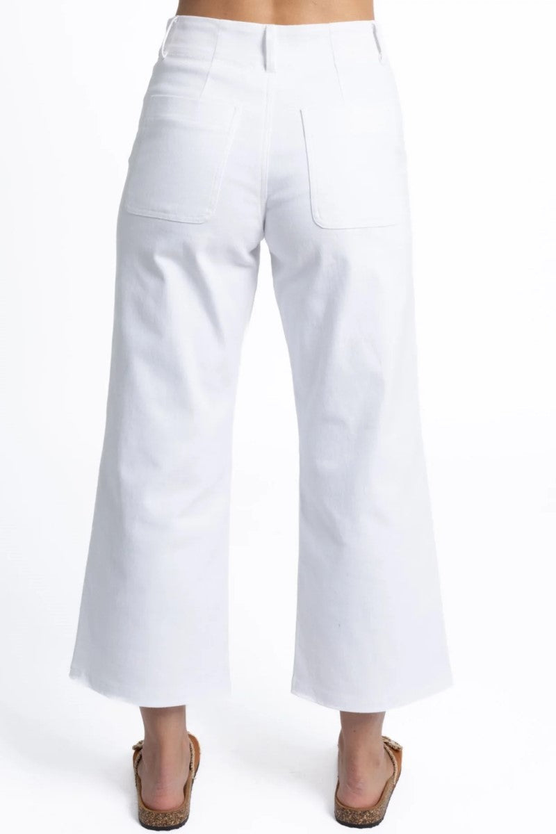 White wide-leg pants on a white background