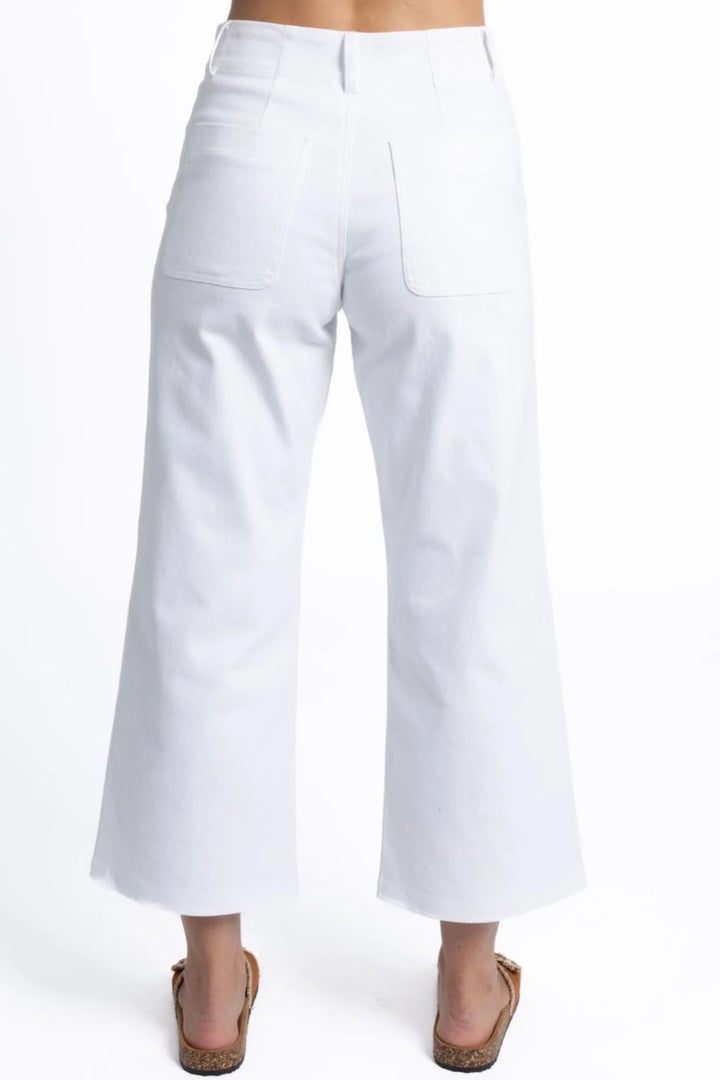 White wide-leg pants on a white background