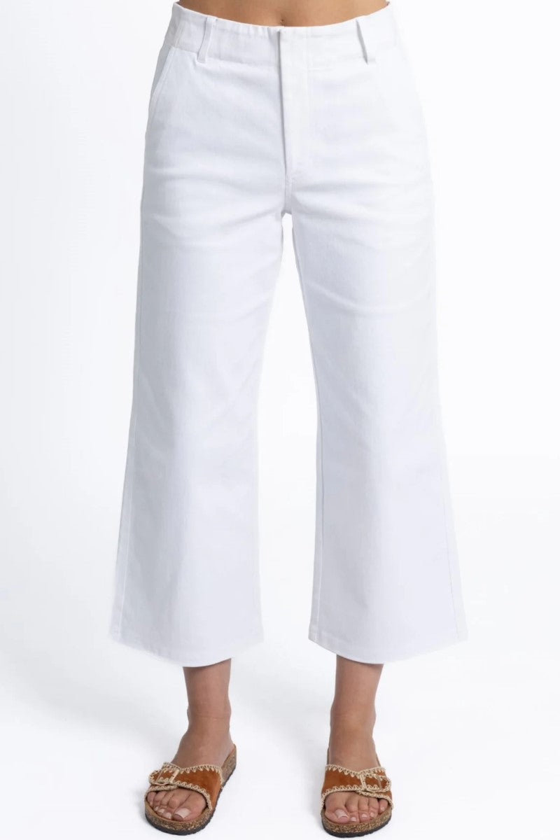 White wide-leg pants on a white background