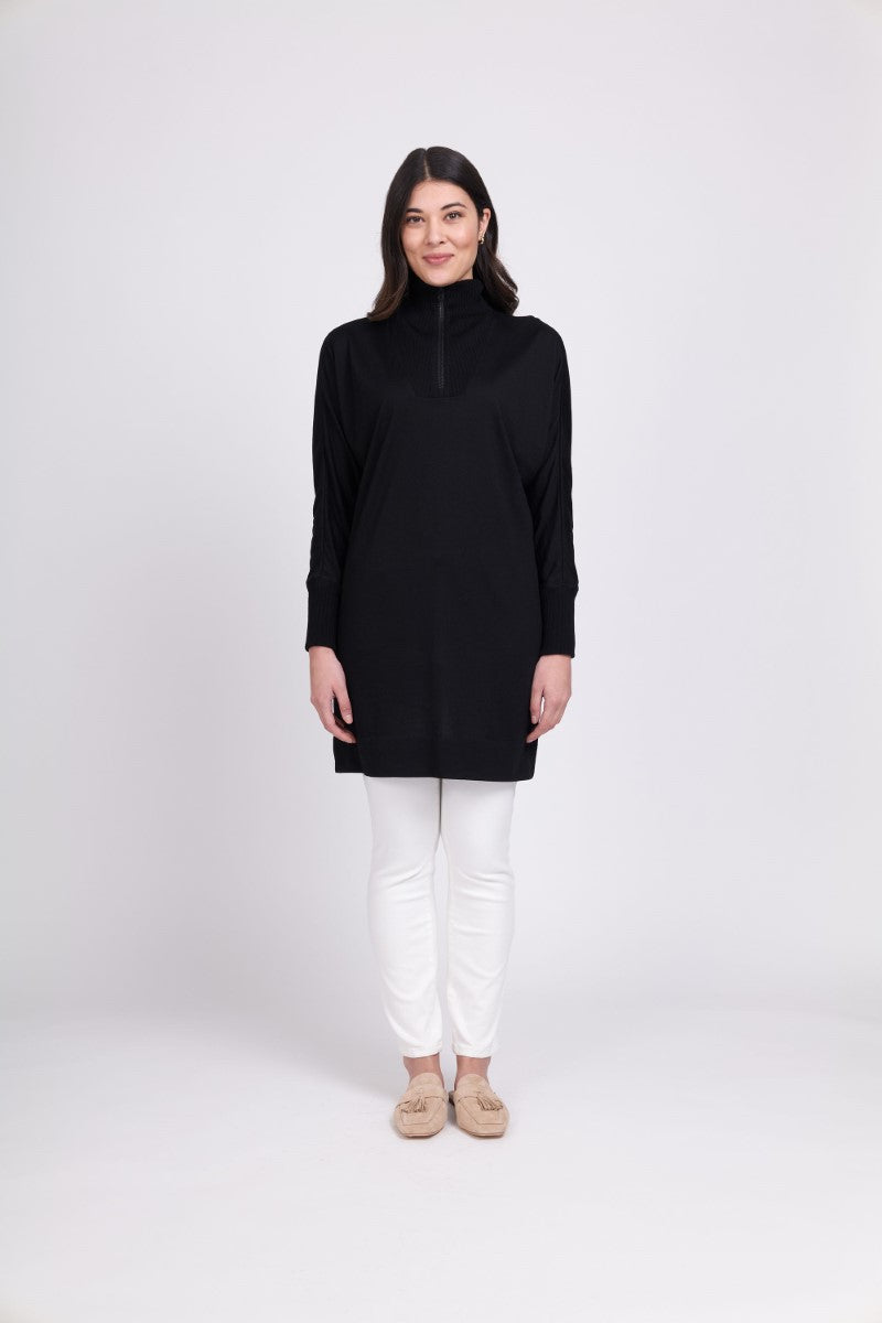 Foil Zip Line Tunic | Black