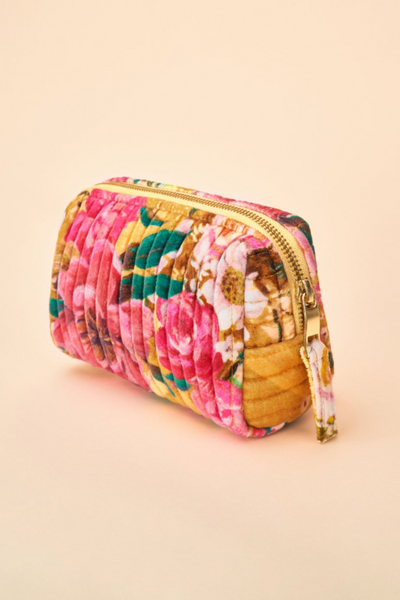 Powder Small Quilted Vanity Bag | Impressionist Floral Mustard
