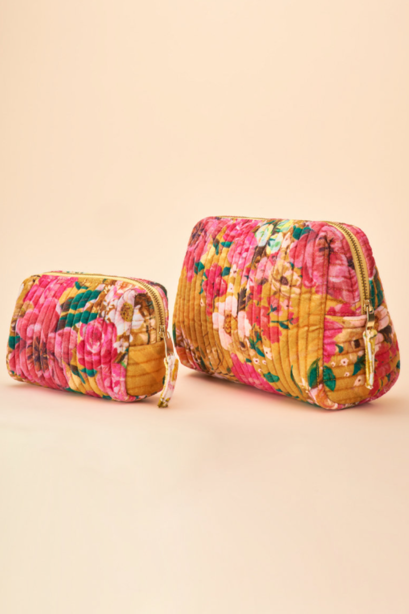 Powder Small Quilted Vanity Bag | Impressionist Floral Mustard