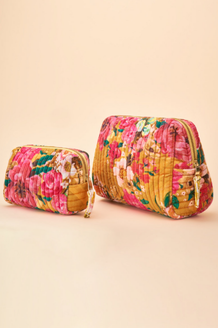 Powder Small Quilted Vanity Bag | Impressionist Floral Mustard