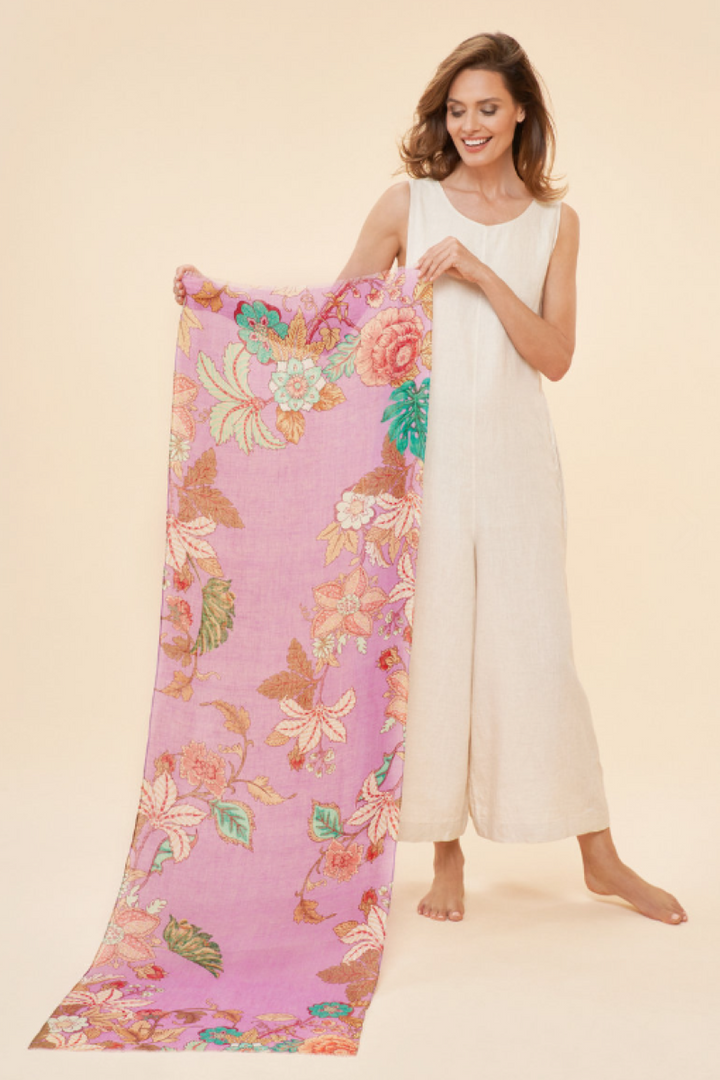 Powder Linen Persian Floral Scarf | Lavender