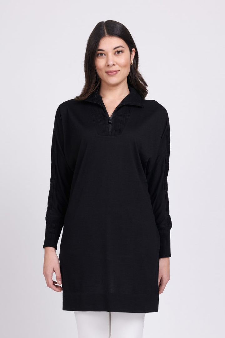 Foil Zip Line Tunic | Black
