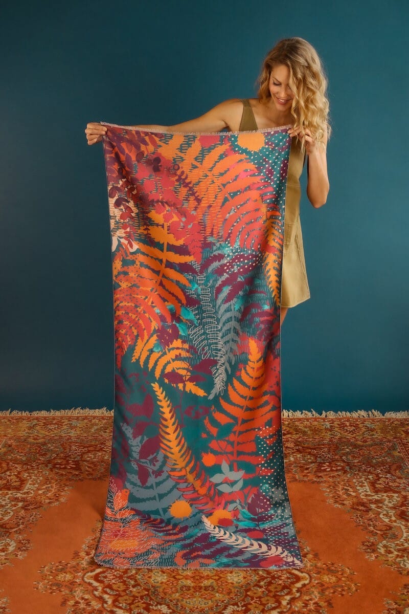 forest foliage scarf - teal SCARF Powder