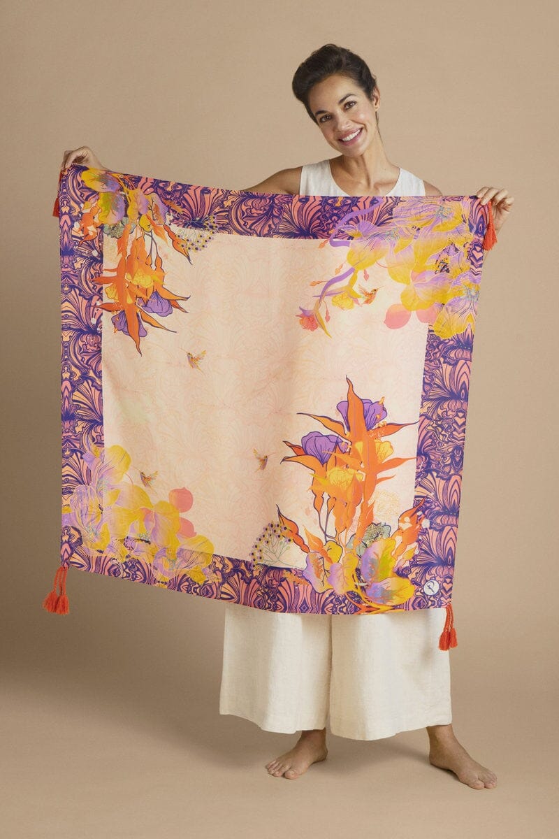 hummingbird silk scarf SCARF Powder