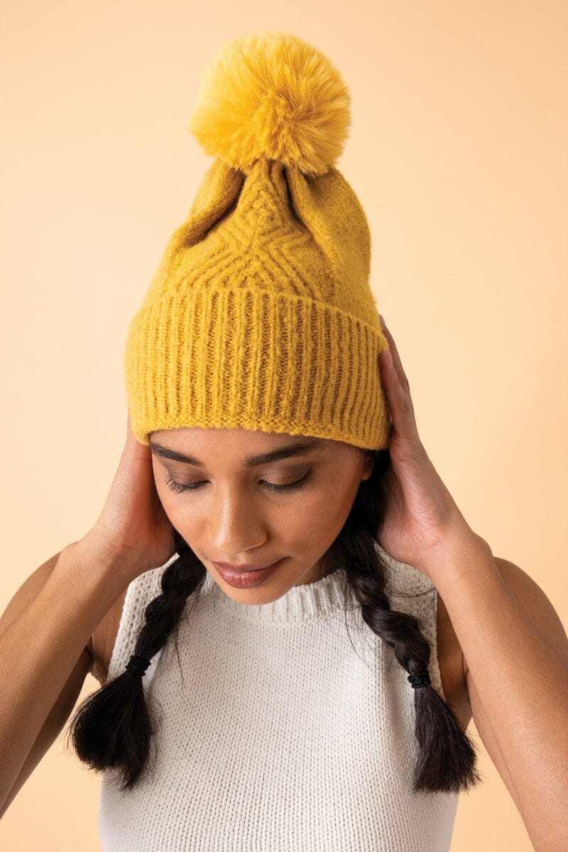 ingrid pompom hat - mustard hat Powder