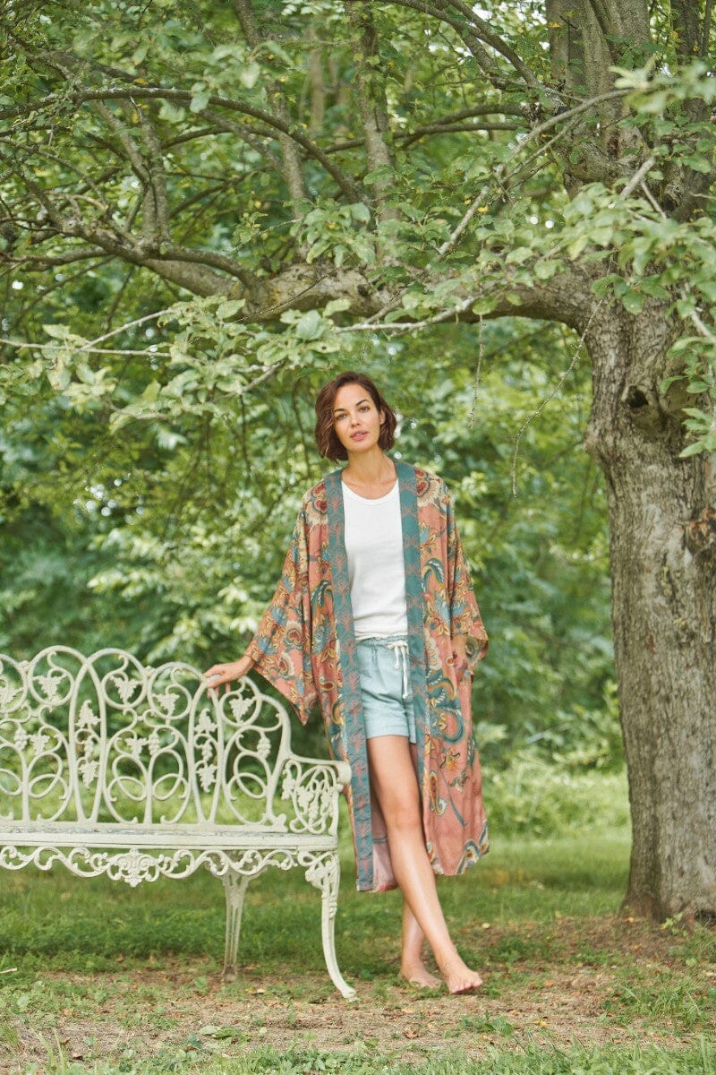 kimono paisley - coral kimono Powder