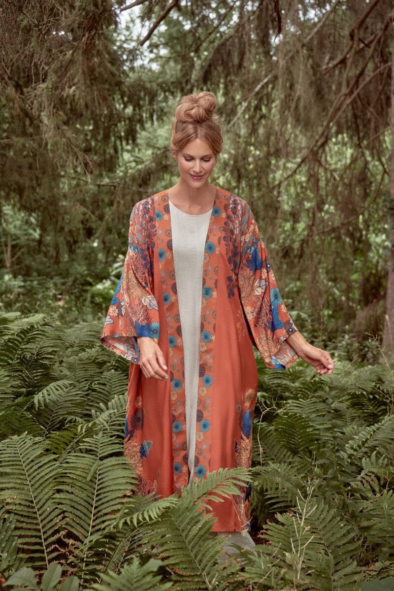 kimono trailing wisteria - terracotta kimono Powder