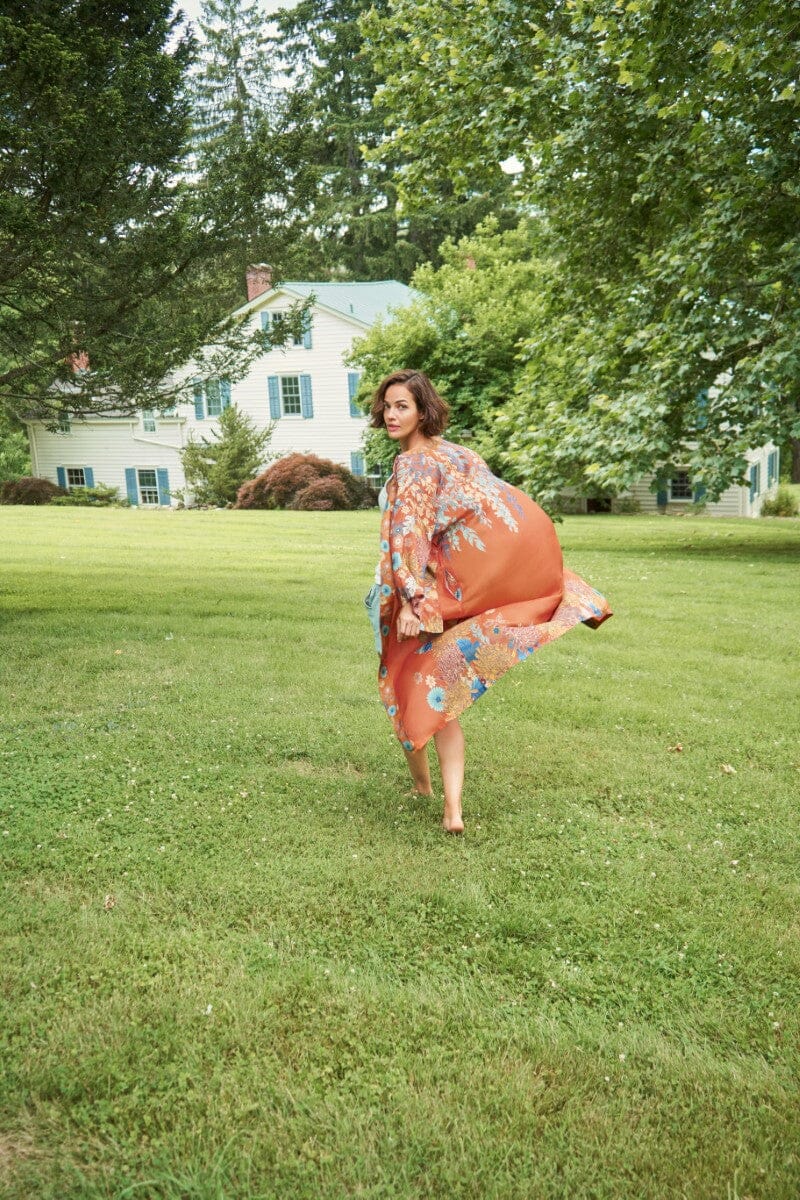 kimono trailing wisteria - terracotta kimono Powder