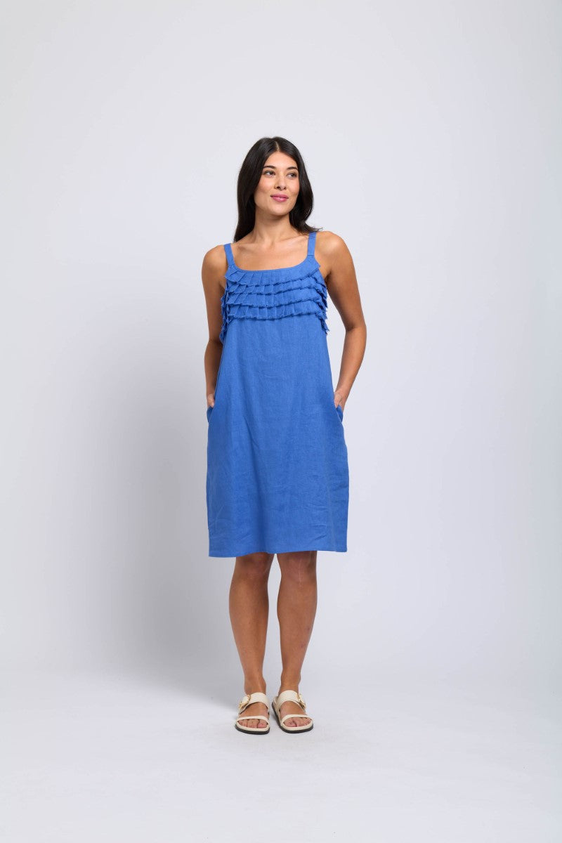 Foil Pleats Dreams Dress Bold Blue Ivy Vibe Boutique