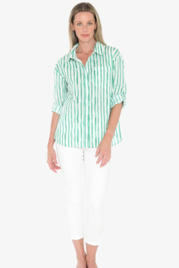 Jump Water Stripe Shirt | Apple/White