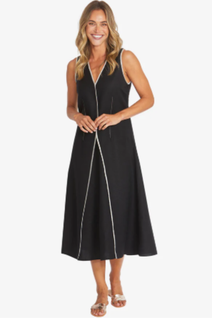 Pingpong Sarah Dress | Black Raffia