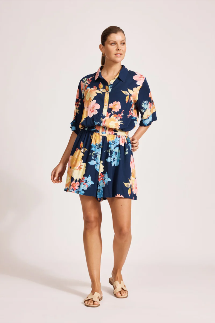 Eb & Ive Parisio Belt Playsuit |  Indigo Bloom