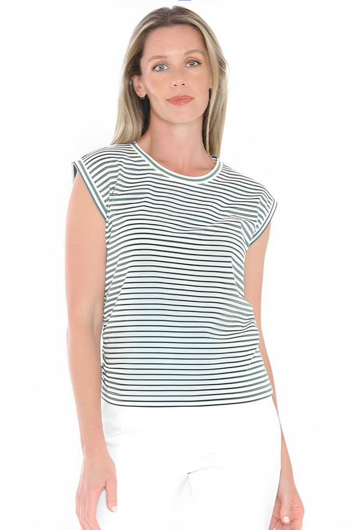 Jump Stripe Tee | Basil/White