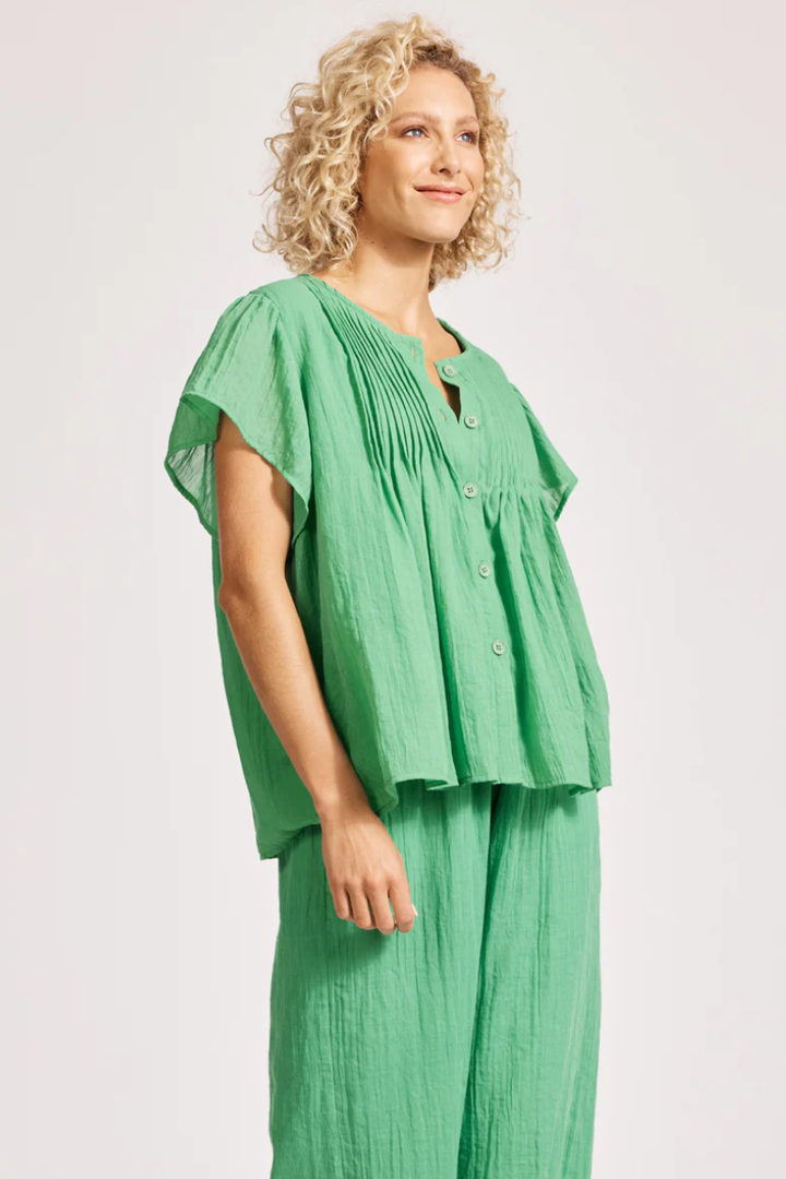 Eb & Ive Orsula Button Top | Jade