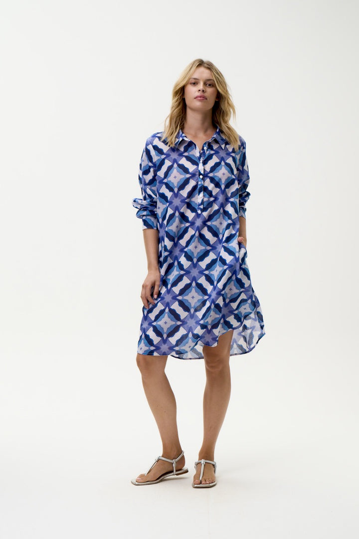 One season Middy Gilli Dress | Floreat Blue Ikat