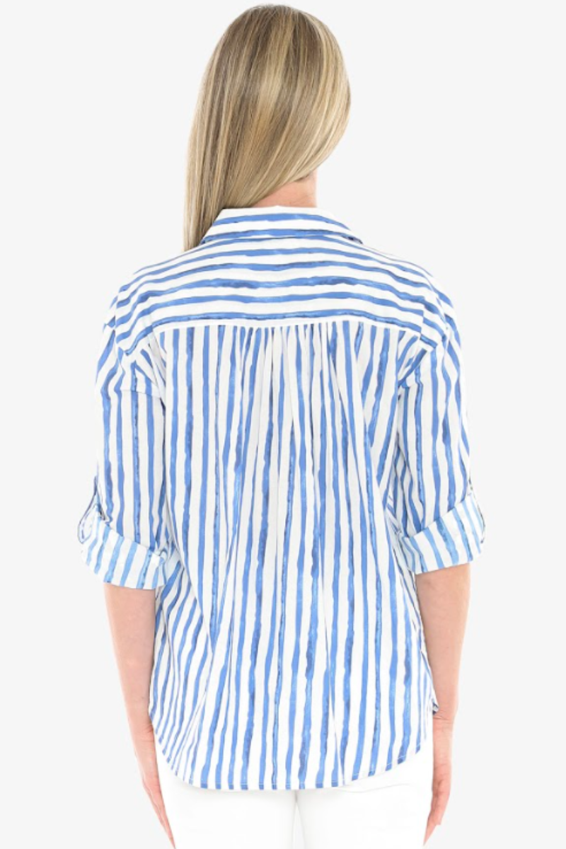 Jump Water Stripe Shirt | Ocean/ White