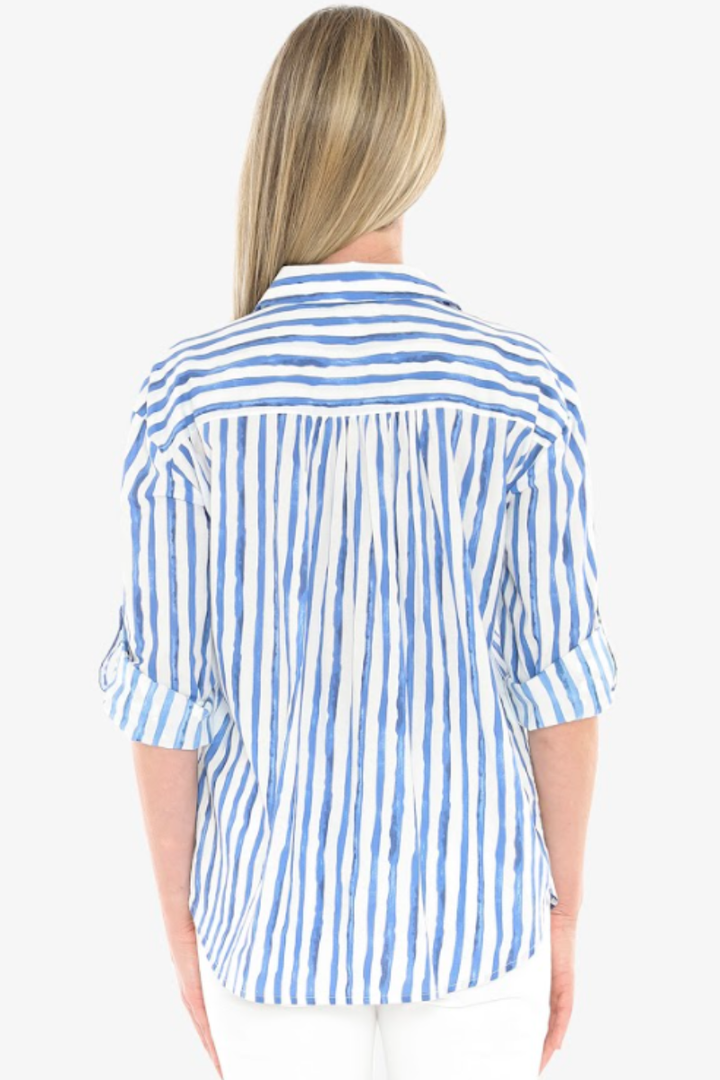 Jump Water Stripe Shirt | Ocean/ White
