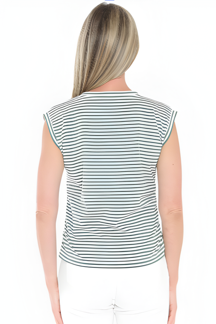 Jump Stripe Tee | Basil/White