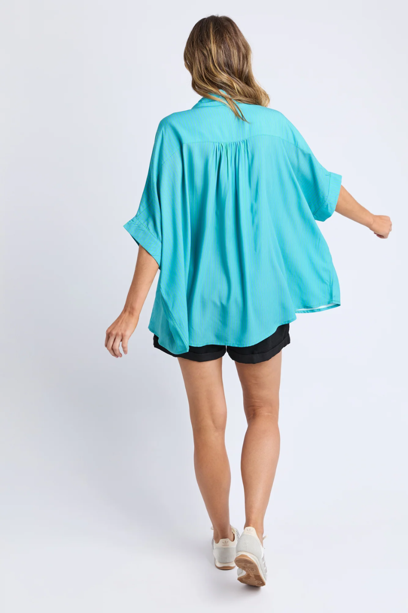 Elm Luna Shirt | Gumdrop Green Stripe