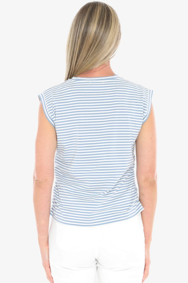Jump Stripe Tee | Ocean/White