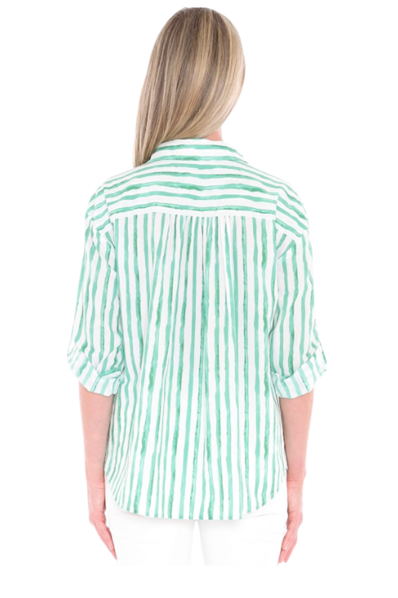 Jump Water Stripe Shirt | Apple/White